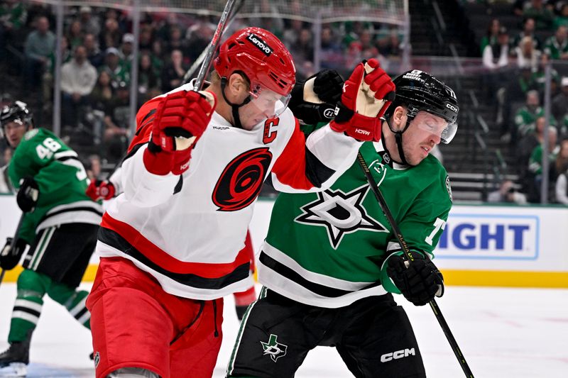 Hurricanes' Early Gusts Fade as Stars Shine in Dallas Showdown
