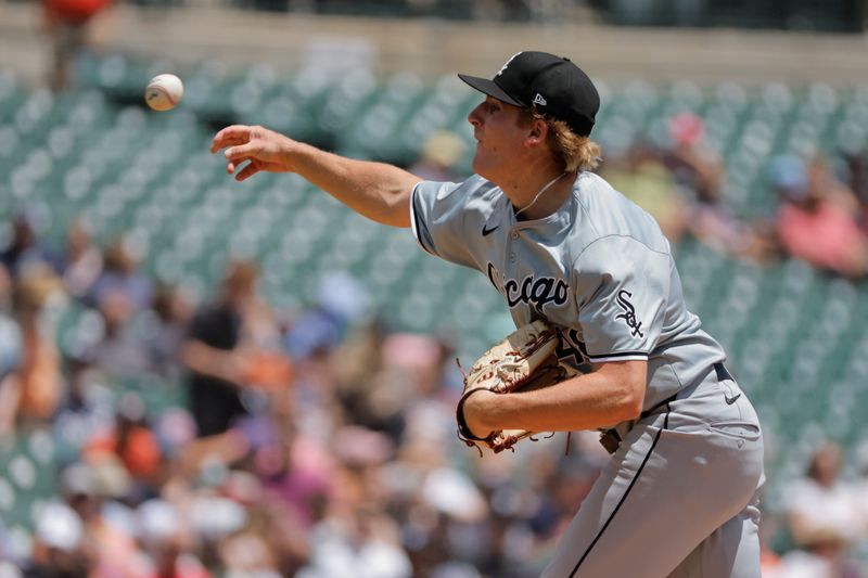 Jun 23, 2024; Detroit, Michigan, USA;  Chicago White Sox starting pitcher Jonathan Cannon (48) pitches in the first inning against the Detroit Tigers at Comerica Park. Mandatory Credit: Rick Osentoski-USA TODAY Sports