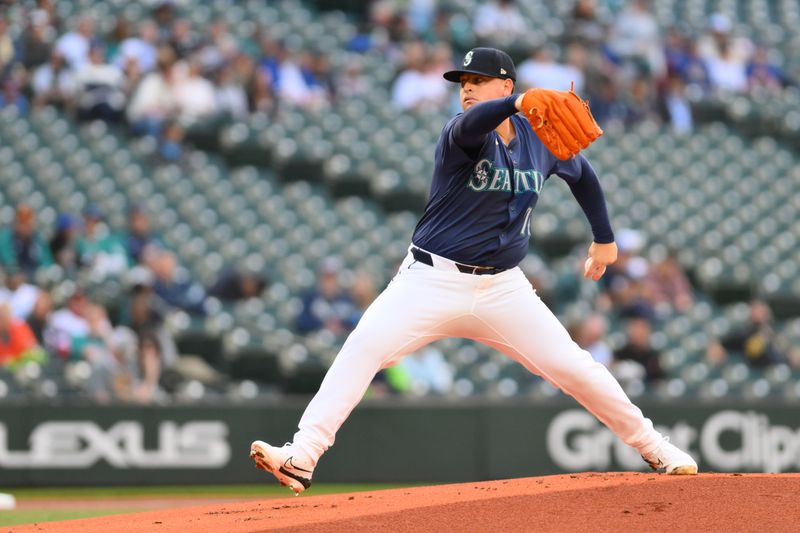 Jun 11, 2024; Seattle, Washington, USA; Seattle Mariners starting pitcher Jhonathan Diaz (74) pitches to the Chicago White Sox during the first inning at T-Mobile Park. Mandatory Credit: Steven Bisig-USA TODAY Sports