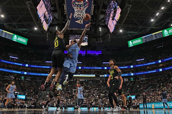 SALT LAKE CITY, UT - NOVEMBER 1: Marcus Smart #36 of the Memphis Grizzlies shoots the ball during the game  against the Utah Jazz on November 1, 2023 at vivint.SmartHome Arena in Salt Lake City, Utah. NOTE TO USER: User expressly acknowledges and agrees that, by downloading and or using this Photograph, User is consenting to the terms and conditions of the Getty Images License Agreement. Mandatory Copyright Notice: Copyright 2023 NBAE (Photo by Melissa Majchrzak/NBAE via Getty Images)