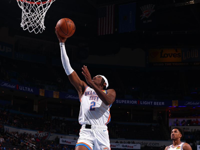 OKLAHOMA CITY, OK - OCTOBER 25: Shai Gilgeous-Alexander #2 of the Oklahoma City Thunder shoots the ball during the game against the LA Clippers on October 25, 2022 at Paycom Arena in Oklahoma City, Oklahoma. NOTE TO USER: User expressly acknowledges and agrees that, by downloading and or using this photograph, User is consenting to the terms and conditions of the Getty Images License Agreement. Mandatory Copyright Notice: Copyright 2022 NBAE (Photo by Zach Beeker/NBAE via Getty Images)