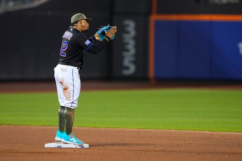 May 21, 2023; New York City, New York, USA; New York Mets shortstop Francisco Lindor (12) reacts to winning the game against the Cleveland Guardians at Citi Field. Mandatory Credit: Gregory Fisher-USA TODAY Sports