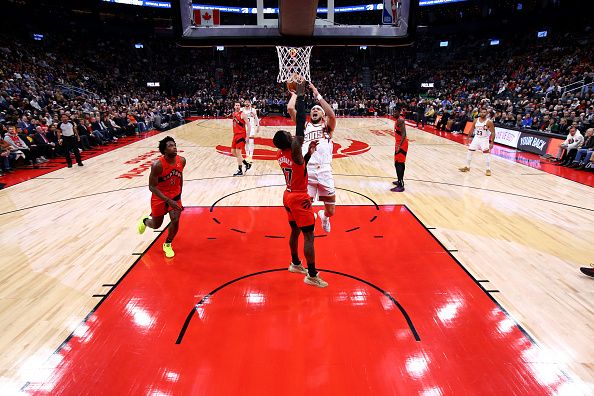 TORONTO, CANADA - NOVEMBER 29: Devin Booker #1 of the Phoenix Suns shoots the ball during the game against the Toronto Raptors on November 29, 2023 at the Scotiabank Arena in Toronto, Ontario, Canada.  NOTE TO USER: User expressly acknowledges and agrees that, by downloading and or using this Photograph, user is consenting to the terms and conditions of the Getty Images License Agreement.  Mandatory Copyright Notice: Copyright 2023 NBAE (Photo by Vaughn Ridley/NBAE via Getty Images)