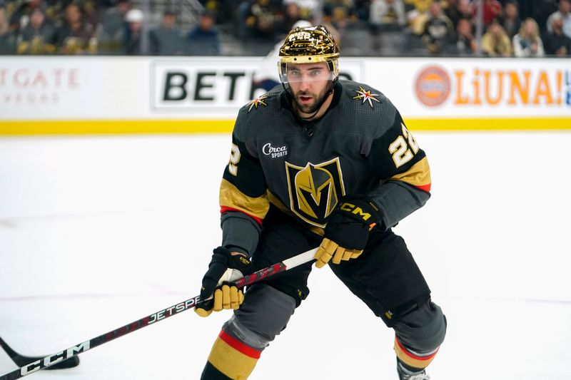 Mar 19, 2023; Las Vegas, Nevada, USA; Vegas Golden Knights center Michael Amadio (22) skates during the second period against the Columbus Blue Jackets at T-Mobile Arena. Mandatory Credit: Lucas Peltier-USA TODAY Sports