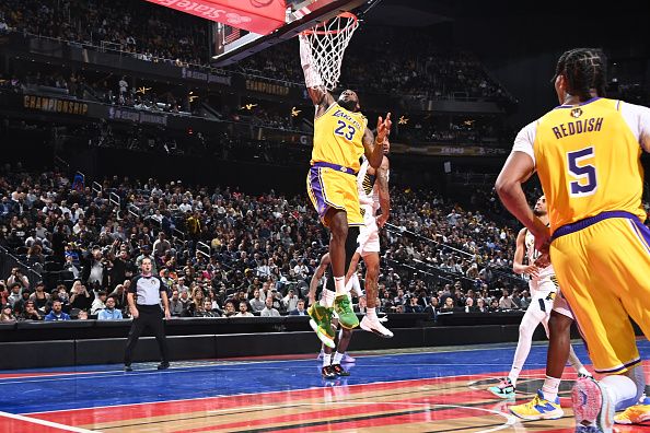 LAS VEGAS, NV - DECEMBER 9: LeBron James #23 of the Los Angeles Lakers dunks the ball during the game against the Indiana Pacers during the In-Season Tournament Championship game on December 9, 2023 at T-Mobile Arena in Las Vegas, Nevada. NOTE TO USER: User expressly acknowledges and agrees that, by downloading and or using this photograph, User is consenting to the terms and conditions of the Getty Images License Agreement. Mandatory Copyright Notice: Copyright 2023 NBAE (Photo by Andrew D. Bernstein/NBAE via Getty Images)