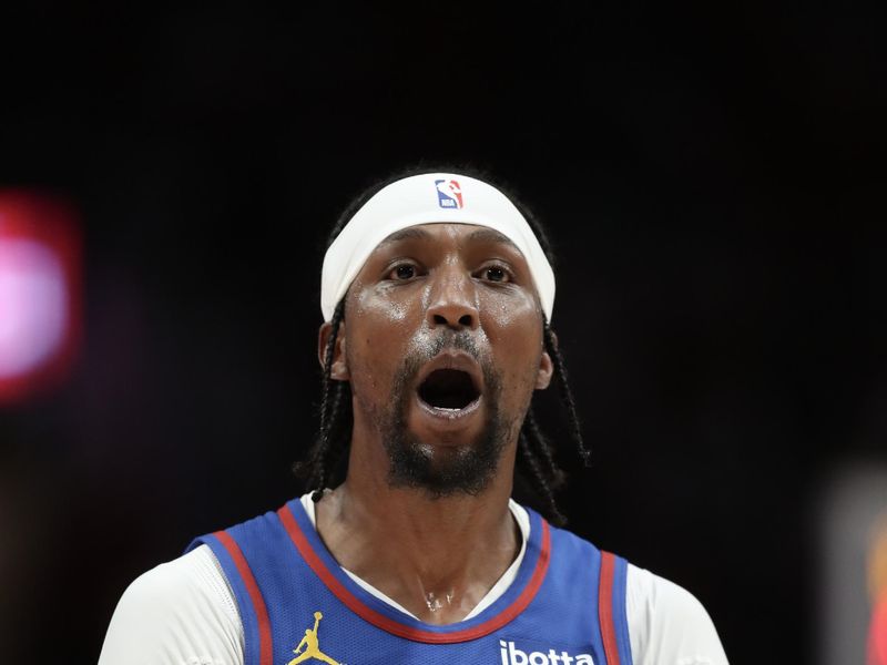 PORTLAND, OREGON - FEBRUARY 23: Kentavious Caldwell-Pope #5 of the Denver Nuggets reacts during the third quarter against the Portland Trail Blazers at Moda Center on February 23, 2024 in Portland, Oregon. NOTE TO USER: User expressly acknowledges and agrees that, by downloading and or using this photograph, User is consenting to the terms and conditions of the Getty Images License Agreement.? (Photo by Amanda Loman/Getty Images)