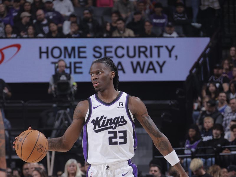 SACRAMENTO, CA - NOVEMBER 8: Keon Ellis #23 of the Sacramento Kings dribbles the ball during the game against the LA Clippers on November 8, 2024 at Golden 1 Center in Sacramento, California. NOTE TO USER: User expressly acknowledges and agrees that, by downloading and or using this Photograph, user is consenting to the terms and conditions of the Getty Images License Agreement. Mandatory Copyright Notice: Copyright 2024 NBAE (Photo by Rocky Widner/NBAE via Getty Images)