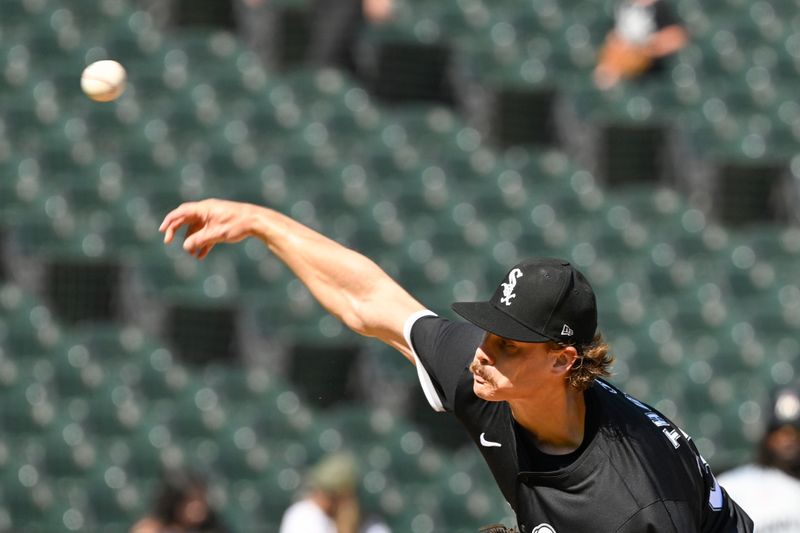 Jul 10, 2024; Chicago, Illinois, USA;  Chicago White Sox pitcher Drew Thorpe (33) delivers against the Minnesota Twins during the first inning at Guaranteed Rate Field. Mandatory Credit: Matt Marton-USA TODAY Sports