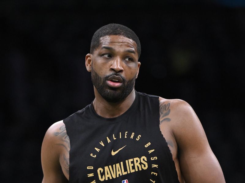 BOSTON, MA - FEBRUARY 28: Tristan Thompson #13 of the Cleveland Cavaliers warms up before the game against the Boston Celtics on February 28, 2025 at TD Garden in Boston, Massachusetts. NOTE TO USER: User expressly acknowledges and agrees that, by downloading and/or using this Photograph, user is consenting to the terms and conditions of the Getty Images License Agreement. Mandatory Copyright Notice: Copyright 2025 NBAE (Photo by David Dow/NBAE via Getty Images)