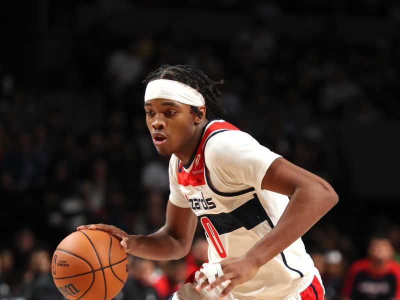 MEXICO CITY, MX - NOVEMBER 2: Bilal Coulibaly #0 of the Washington Wizards handles the ball during the game against the Miami Heat as part of 2024 NBA Mexico Games on November 2, 2024 in Mexico City, Mexico at Arena Ciudad de Mexico. NOTE TO USER: User expressly acknowledges and agrees that, by downloading and or using this photograph, User is consenting to the terms and conditions of the Getty Images License Agreement. Mandatory Copyright Notice: Copyright 2024 NBAE (Photo by Issac Baldizon/NBAE via Getty Images)