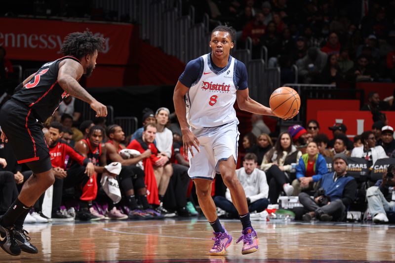 WASHINGTON, DC -?JANUARY 29: Bub Carrington #8 of the Washington Wizards looks on during the game against the Toronto Raptors on January 29, 2025 at Capital One Arena in Washington, DC. NOTE TO USER: User expressly acknowledges and agrees that, by downloading and or using this Photograph, user is consenting to the terms and conditions of the Getty Images License Agreement. Mandatory Copyright Notice: Copyright 2025 NBAE (Photo by Stephen Gosling/NBAE via Getty Images)