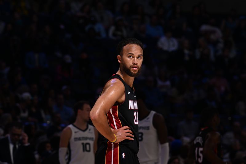 MEMPHIS, TN - MARCH 15:  Kyle Anderson #20 of the Miami Heat looks on during the game against the Memphis Grizzlies on March  15, 2025 at FedExForum in Memphis, Tennessee. NOTE TO USER: User expressly acknowledges and agrees that, by downloading and or using this photograph, User is consenting to the terms and conditions of the Getty Images License Agreement. Mandatory Copyright Notice: Copyright 2025 NBAE (Photo by Grant Burke/NBAE via Getty Images)