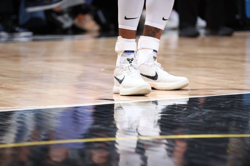 SALT LAKE CITY, UT - MARCH 27: The sneakers worn by Tre Jones #33 of the San Antonio Spurs during the game against the Utah Jazz on March 27, 2024 at Delta Center in Salt Lake City, Utah. NOTE TO USER: User expressly acknowledges and agrees that, by downloading and or using this Photograph, User is consenting to the terms and conditions of the Getty Images License Agreement. Mandatory Copyright Notice: Copyright 2024 NBAE (Photo by Melissa Majchrzak/NBAE via Getty Images)