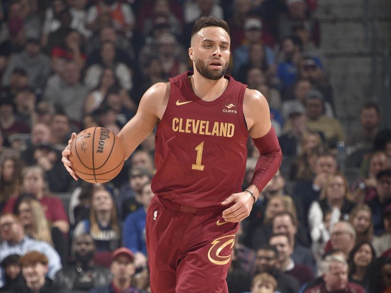 CLEVELAND, OH - FEBRUARY 27: Max Strus #1 of the Cleveland Cavaliers dribbles the ball during the game against the Dallas Mavericks on February 27, 2024 at Rocket Mortgage FieldHouse in Cleveland, Ohio. NOTE TO USER: User expressly acknowledges and agrees that, by downloading and/or using this Photograph, user is consenting to the terms and conditions of the Getty Images License Agreement. Mandatory Copyright Notice: Copyright 2024 NBAE (Photo by David Liam Kyle/NBAE via Getty Images)