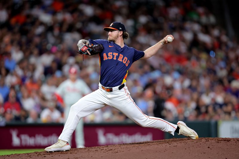 Jun 24, 2025; Houston, Texas, USA; Houston Astros relief pitcher Josh Hader (71) delivers a pitch against the Philadelphia Phillies during the ninth inning at Daikin Park. Mandatory Credit: Erik Williams-Imagn Images