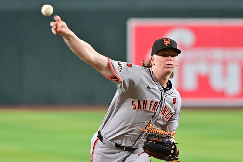 Sep 23, 2024; Phoenix, Arizona, USA;  San Francisco Giants pitcher Hayden Birdsong (60) throws in the first inning against the Arizona Diamondbacks at Chase Field. Mandatory Credit: Matt Kartozian-Imagn Images