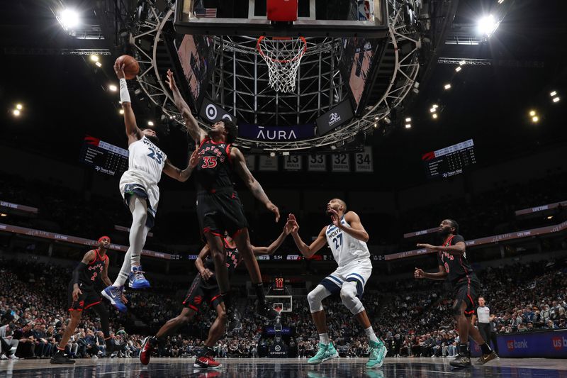 MINNEAPOLIS, MN -  APRIL 3:  Monte Morris #23 of the Minnesota Timberwolves shoots the ball during the game against the Toronto Raptors on April 3, 2024 at Target Center in Minneapolis, Minnesota. NOTE TO USER: User expressly acknowledges and agrees that, by downloading and or using this Photograph, user is consenting to the terms and conditions of the Getty Images License Agreement. Mandatory Copyright Notice: Copyright 2024 NBAE (Photo by Jordan Johnson/NBAE via Getty Images)