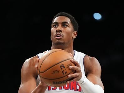 BROOKLYN, NY - DECEMBER 23: Jaden Ivey #23 of the Detroit Pistons shoots a free throw during the game against the Brooklyn Nets on December 23, 2023 at Barclays Center in Brooklyn, New York. NOTE TO USER: User expressly acknowledges and agrees that, by downloading and or using this Photograph, user is consenting to the terms and conditions of the Getty Images License Agreement. Mandatory Copyright Notice: Copyright 2023 NBAE (Photo by Jesse D. Garrabrant/NBAE via Getty Images)