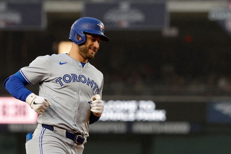 May 4, 2024; Washington, District of Columbia, USA; Toronto Blue Jays center fielder Kevin Kiermaier (39) rounds the bases after hitting a two run home run against the Washington Nationals during the eighth inning at Nationals Park. Mandatory Credit: Geoff Burke-USA TODAY Sports