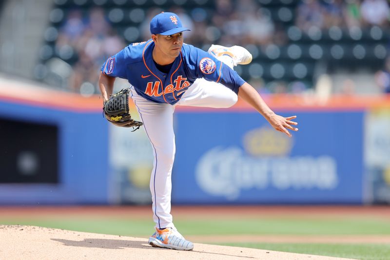 Jul 20, 2023; New York City, New York, USA; New York Mets starting pitcher Jose Quintana (62) follows through on a pitch against the Chicago White Sox during the first inning at Citi Field. Mandatory Credit: Brad Penner-USA TODAY Sports