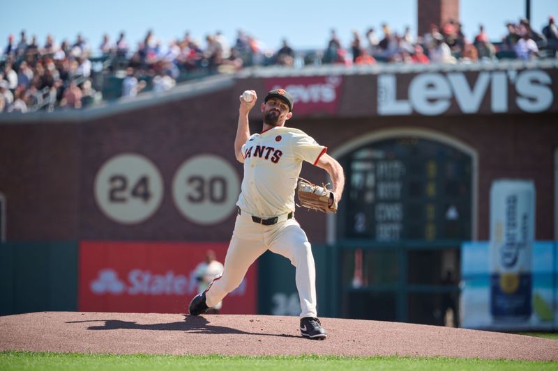 Sep 28, 2024; San Francisco, California, USA; San Francisco Giants starting pitcher Tristan Beck (43) throws a pitch against the St. Louis Cardinals during the first inning at Oracle Park. Mandatory Credit: Robert Edwards-Imagn Images