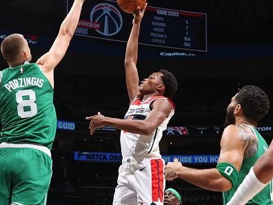 WASHINGTON, DC -? OCTOBER 30: Bilal Coulibaly #0 of the Washington Wizards shoots the ball during the game against the Boston Celtics on October 30, 2023 at Capital One Arena in Washington, DC. NOTE TO USER: User expressly acknowledges and agrees that, by downloading and or using this Photograph, user is consenting to the terms and conditions of the Getty Images License Agreement. Mandatory Copyright Notice: Copyright 2023 NBAE (Photo by Stephen Gosling/NBAE via Getty Images)