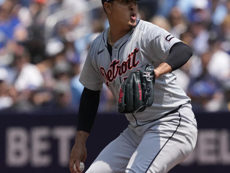 Jul 21, 2024; Toronto, Ontario, CAN;  Detroit Tigers starting pitcher Keider Montero (54) throws to the Toronto Blue Jays during the first inning at Rogers Centre. Mandatory Credit: John E. Sokolowski-USA TODAY Sports