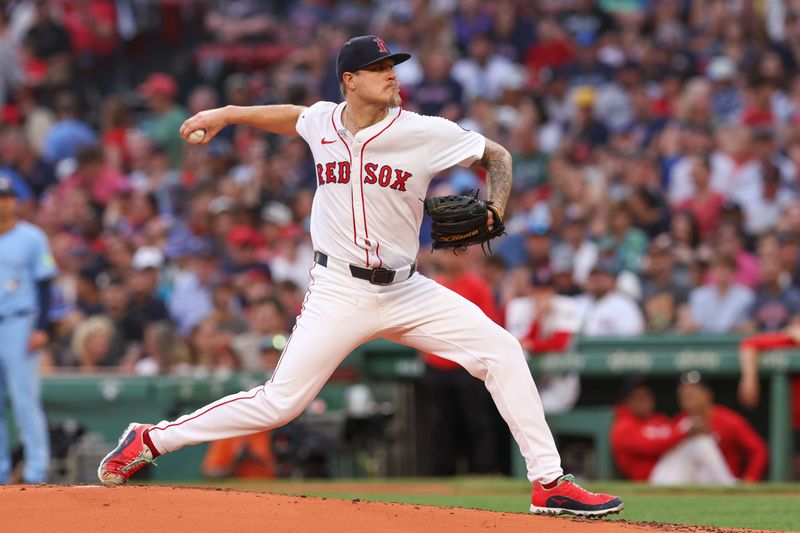 Jun 24, 2024; Boston, Massachusetts, USA; Boston Red Sox starting pitcher Tanner Houck (89) throws a pitch during the second inning against the Toronto Blue Jays at Fenway Park. Mandatory Credit: Paul Rutherford-USA TODAY Sports