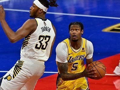 LAS VEGAS, NV - DECEMBER 9:  Cam Reddish #5 of the Los Angeles Lakers drives to the basket during the In-Season Tournament Championship game against the Indiana Pacers on December 9, 2023 at T-Mobile Arena in Las Vegas, Nevada. NOTE TO USER: User expressly acknowledges and agrees that, by downloading and or using this photograph, User is consenting to the terms and conditions of the Getty Images License Agreement. Mandatory Copyright Notice: Copyright 2023 NBAE (Photo by David Becker/NBAE via Getty Images)