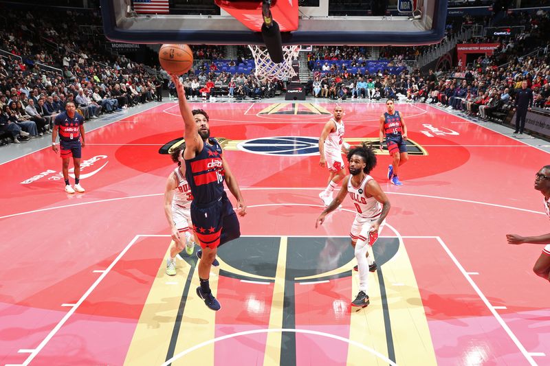 WASHINGTON, DC -? NOVEMBER 26: Anthony Gill #16 of the Washington Wizards drives to the basket during the game against the Chicago Bulls during the Emirates NBA Cup game on November 26, 2024 at Capital One Arena in Washington, DC. NOTE TO USER: User expressly acknowledges and agrees that, by downloading and or using this Photograph, user is consenting to the terms and conditions of the Getty Images License Agreement. Mandatory Copyright Notice: Copyright 2024 NBAE (Photo by Stephen Gosling/NBAE via Getty Images)