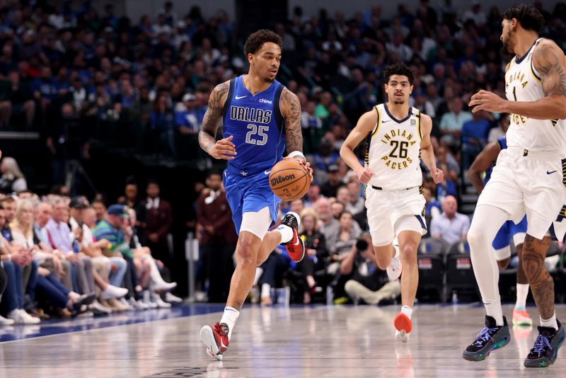 DALLAS, TEXAS - MARCH 05: P.J. Washington #25 of the Dallas Mavericks dribbles the ball against the Indiana Pacers at American Airlines Center on March 05, 2024 in Dallas, Texas. NOTE TO USER: User expressly acknowledges and agrees that, by downloading and or using this photograph, User is consenting to the terms and conditions of the Getty Images License Agreement. (Photo by Tim Heitman/Getty Images)