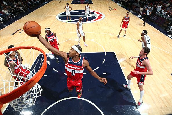 WASHINGTON, DC -? DECEMBER 29: Bilal Coulibaly #0 of the Washington Wizards rebounds the ball during the game against the Brooklyn Nets on December 29, 2023 at Capital One Arena in Washington, DC. NOTE TO USER: User expressly acknowledges and agrees that, by downloading and or using this Photograph, user is consenting to the terms and conditions of the Getty Images License Agreement. Mandatory Copyright Notice: Copyright 2023 NBAE (Photo by Stephen Gosling/NBAE via Getty Images)