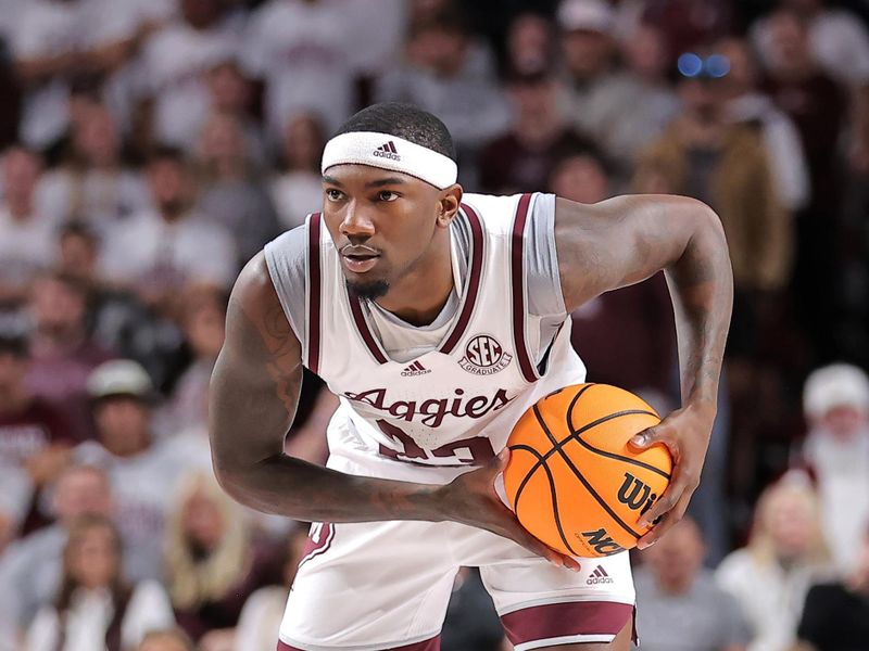 Dec 10, 2023; College Station, Texas, USA; Texas A&M Aggies guard Tyrece Radford (23) handles the ball against the Memphis Tigers during the first half at Reed Arena. Mandatory Credit: Erik Williams-USA TODAY Sports