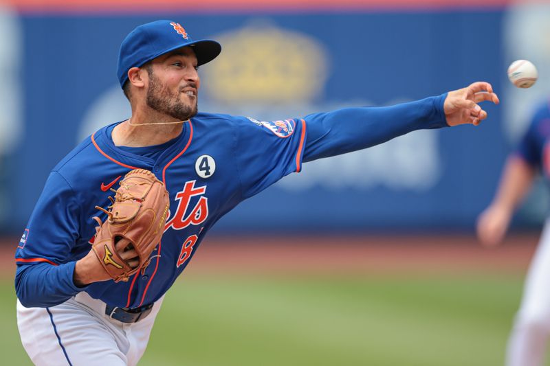 Jun 2, 2024; New York City, New York, USA; New York Mets relief pitcher Danny Young (81) delivers a pitch during the sixth inning against the Arizona Diamondbacks at Citi Field. Mandatory Credit: Vincent Carchietta-USA TODAY Sports