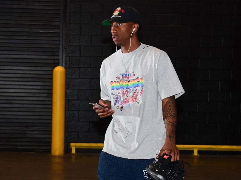 PHOENIX, AZ - MARCH 3:  Saben Lee #38 of the Phoenix Suns arrives to the arena before the game on March 3, 2024 at Footprint Center in Phoenix, Arizona. NOTE TO USER: User expressly acknowledges and agrees that, by downloading and or using this photograph, user is consenting to the terms and conditions of the Getty Images License Agreement. Mandatory Copyright Notice: Copyright 2024 NBAE (Photo by Kate Frese/NBAE via Getty Images)