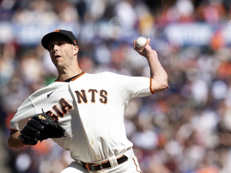 Oct 1, 2023; San Francisco, California, USA; San Francisco Giants pitcher Taylor Rogers (33) delivers a pitch against the Los Angeles Dodgers during the sixth inning at Oracle Park. Mandatory Credit: D. Ross Cameron-USA TODAY Sports