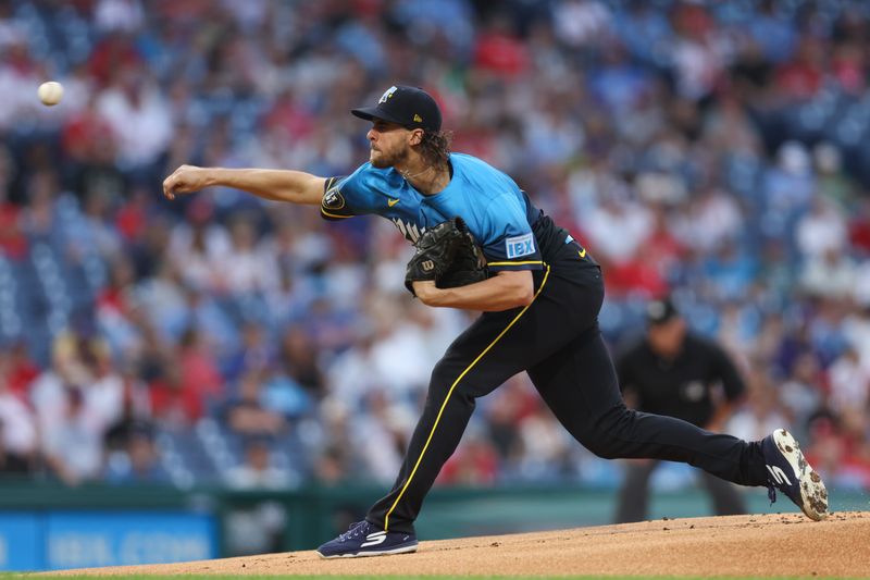 Sep 13, 2024; Philadelphia, Pennsylvania, USA; Philadelphia Phillies pitcher Aaron Nola (27) throws a pitch during the first inning against the New York Mets at Citizens Bank Park. Mandatory Credit: Bill Streicher-Imagn Images