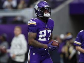 Minnesota Vikings running back Cam Akers warms up before an NFL football game against the Atlanta Falcons, Sunday, Dec. 8, 2024 in Minneapolis. Minnesota won 42-21. (AP Photo/Stacy Bengs)