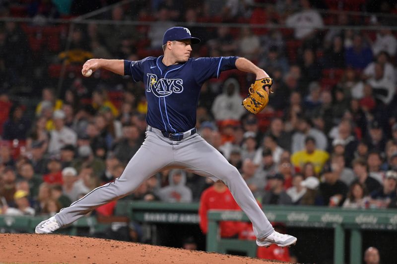 May 15, 2024; Boston, Massachusetts, USA; Tampa Bay Rays pitcher Phil Maton (88) pitches against the Boston Red Sox during the sixth inning at Fenway Park. Mandatory Credit: Eric Canha-USA TODAY Sports