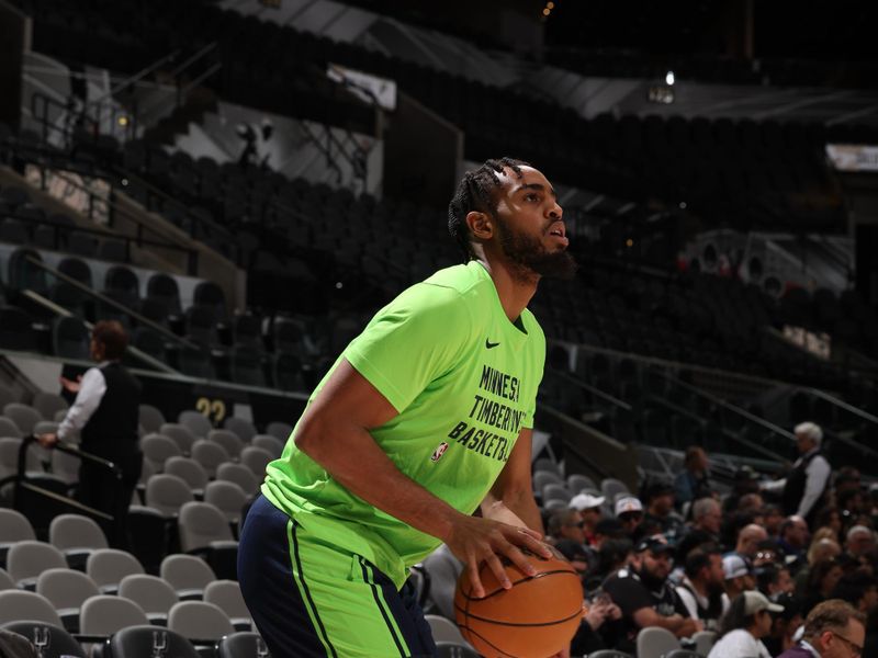 SAN ANTONIO, TX - JANUARY 27: Troy Brown Jr. #23 of the Minnesota Timberwolves warms up before the game against the San Antonio Spurs on January 27, 2024 at the Frost Bank Center in San Antonio, Texas. NOTE TO USER: User expressly acknowledges and agrees that, by downloading and or using this photograph, user is consenting to the terms and conditions of the Getty Images License Agreement. Mandatory Copyright Notice: Copyright 2024 NBAE (Photos by David Sherman/NBAE via Getty Images)