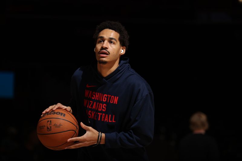 WASHINGTON, DC -? APRIL 2: Jordan Poole #13 of the Washington Wizards warms up before the game against the Milwaukee Bucks on April 2, 2024 at Capital One Arena in Washington, DC. NOTE TO USER: User expressly acknowledges and agrees that, by downloading and or using this Photograph, user is consenting to the terms and conditions of the Getty Images License Agreement. Mandatory Copyright Notice: Copyright 2024 NBAE (Photo by Stephen Gosling/NBAE via Getty Images)