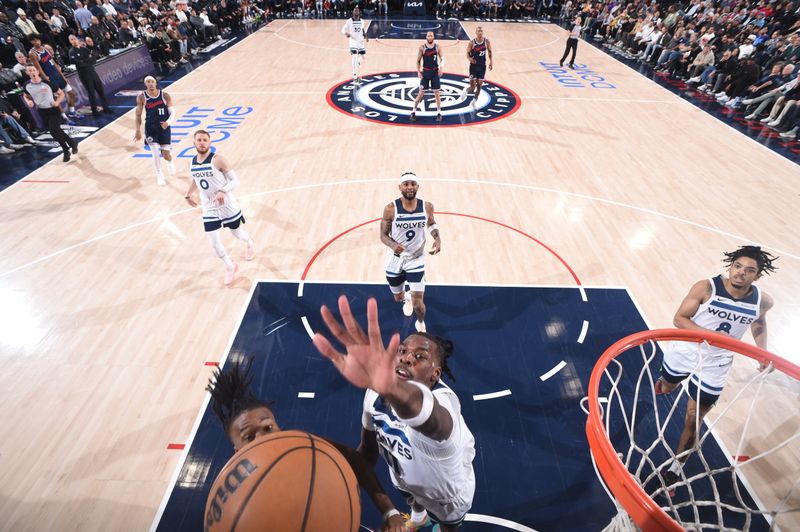 INGLEWOOD, CA - DECEMBER 4:  Naz Reid #11 of the Minnesota Timberwolves blocks shot against the LA Clippers during a regular season game on December 4, 2024 at Intuit Dome in Los Angeles, California. NOTE TO USER: User expressly acknowledges and agrees that, by downloading and/or using this Photograph, user is consenting to the terms and conditions of the Getty Images License Agreement. Mandatory Copyright Notice: Copyright 2024 NBAE (Photo by Juan Ocampo/NBAE via Getty Images)