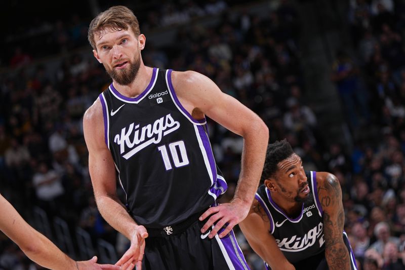 DENVER, CO - FEBRUARY 28: Domantas Sabonis #10 of the Sacramento Kings looks on during the game against the Denver Nuggets on February 28, 2024 at the Ball Arena in Denver, Colorado. NOTE TO USER: User expressly acknowledges and agrees that, by downloading and/or using this Photograph, user is consenting to the terms and conditions of the Getty Images License Agreement. Mandatory Copyright Notice: Copyright 2024 NBAE (Photo by Garrett Ellwood/NBAE via Getty Images)