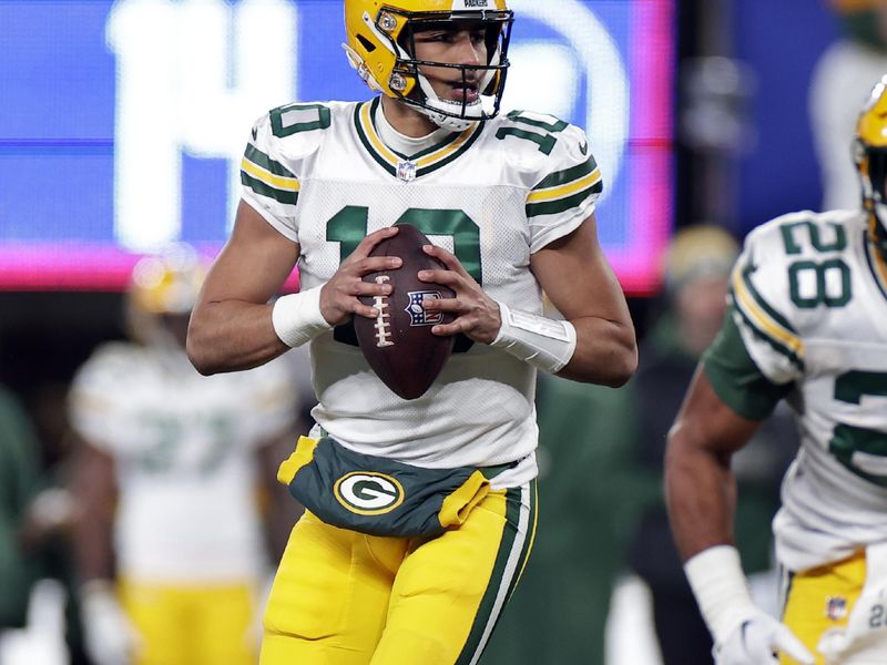 Green Bay Packers quarterback Jordan Love (10) in action after the game during an NFL football game Monday, Dec. 11, 2023, in East Rutherford, N.J. The Giants won 24-22. (AP Photo/Adam Hunger)