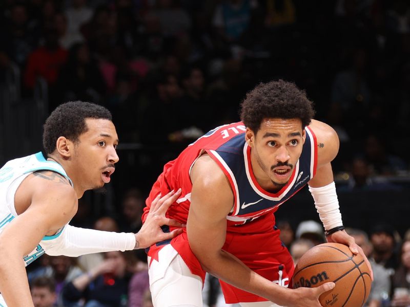 WASHINGTON, DC -? MARCH 8:  Jordan Poole #13 of the Washington Wizards handles the ball during the game  on March 8, 2024 at Capital One Arena in Washington, DC. NOTE TO USER: User expressly acknowledges and agrees that, by downloading and or using this Photograph, user is consenting to the terms and conditions of the Getty Images License Agreement. Mandatory Copyright Notice: Copyright 2024 NBAE (Photo by Stephen Gosling/NBAE via Getty Images)