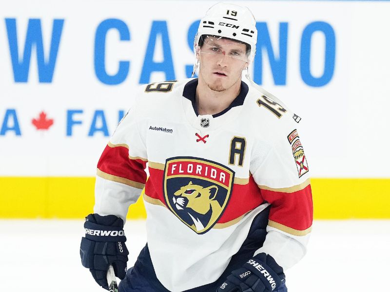 Nov 28, 2023; Toronto, Ontario, CAN; Florida Panthers left wing Matthew Tkachuk (19) skates during the warmup before a game against the Toronto Maple Leafs at Scotiabank Arena. Mandatory Credit: Nick Turchiaro-USA TODAY Sports