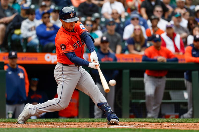 May 30, 2024; Seattle, Washington, USA; Houston Astros third baseman Alex Bregman (2) hits a two-run home run against the Seattle Mariners during the fourth inning at T-Mobile Park. Mandatory Credit: Joe Nicholson-USA TODAY Sports