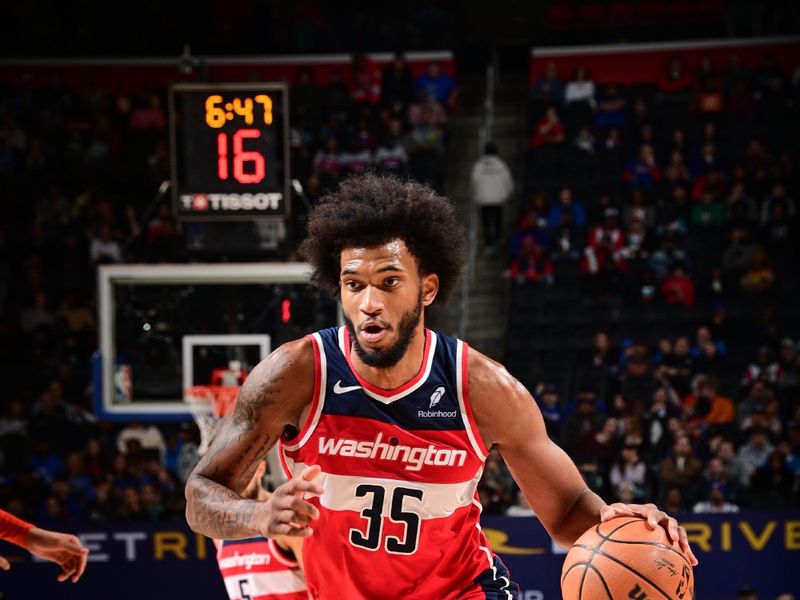 DETROIT, MI - JANUARY 27: Marvin Bagley III #35 of the Washington Wizards dribbles the ball during the game against the Detroit Pistons on January 27, 2024 at Little Caesars Arena in Detroit, Michigan. NOTE TO USER: User expressly acknowledges and agrees that, by downloading and/or using this photograph, User is consenting to the terms and conditions of the Getty Images License Agreement. Mandatory Copyright Notice: Copyright 2024 NBAE (Photo by Chris Schwegler/NBAE via Getty Images)