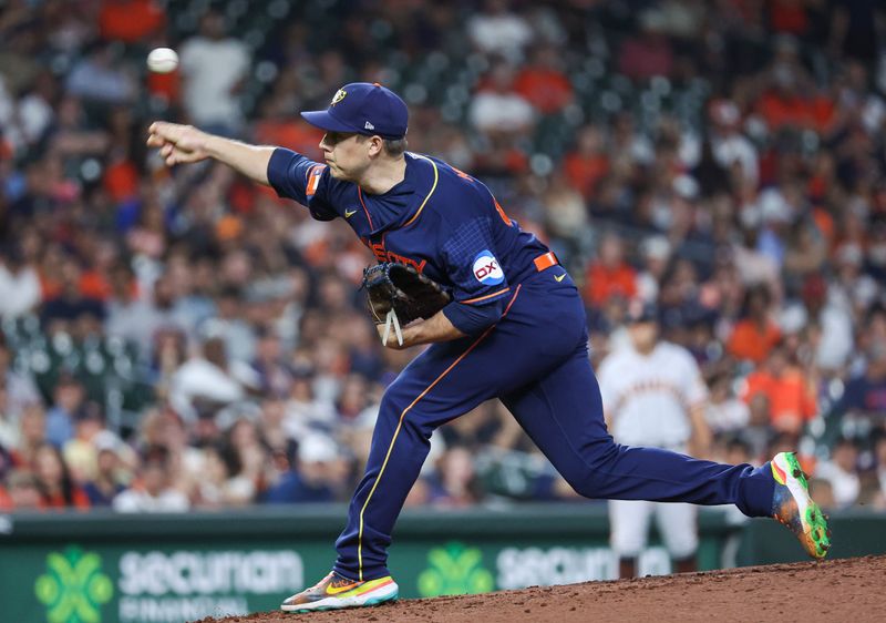 May 1, 2023; Houston, Texas, USA; Houston Astros relief pitcher Phil Maton (88) delivers a pitch during the fifth inning against the San Francisco Giants at Minute Maid Park. Mandatory Credit: Troy Taormina-USA TODAY Sports