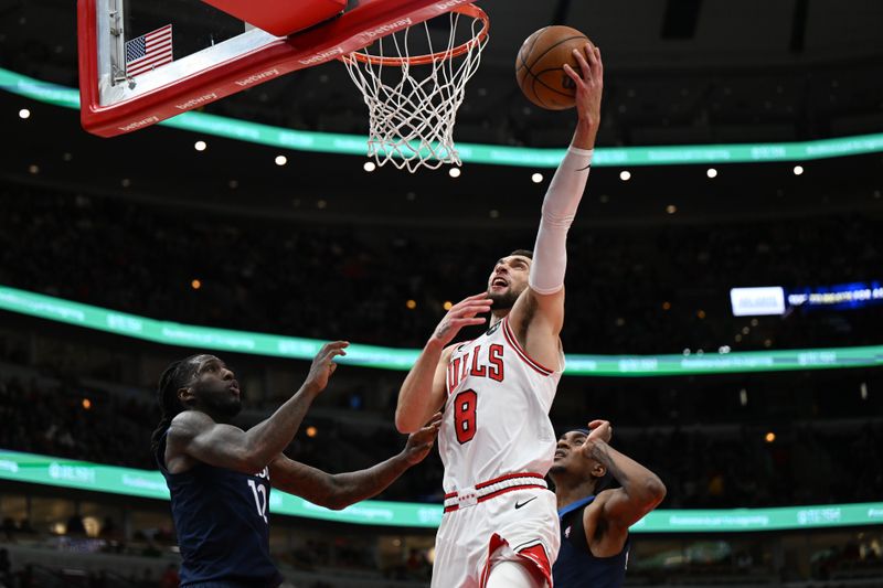 CHICAGO, ILLINOIS - MARCH 17: Zach LaVine #8 of the Chicago Bulls against the Minnesota Timberwolves at United Center on March 17, 2023 in Chicago, Illinois.  NOTE TO USER: User expressly acknowledges and agrees that, by downloading and or using this photograph, User is consenting to the terms and conditions of the Getty Images License Agreement.  (Photo by Quinn Harris/Getty Images)
